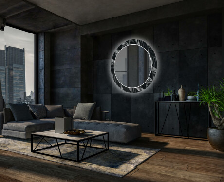 Redondo espejo con luces salon decorativos - dark wave #12