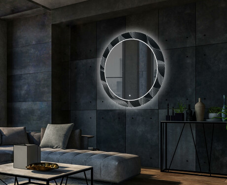 Redondo espejo con luces salon decorativos - dark wave #2