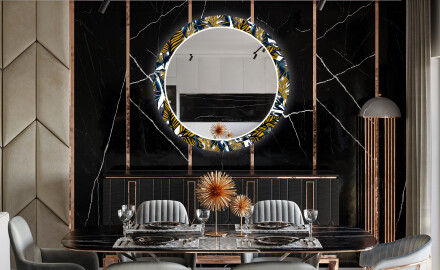 Redondo Espejo LED comedor decorativos - colorful leaves