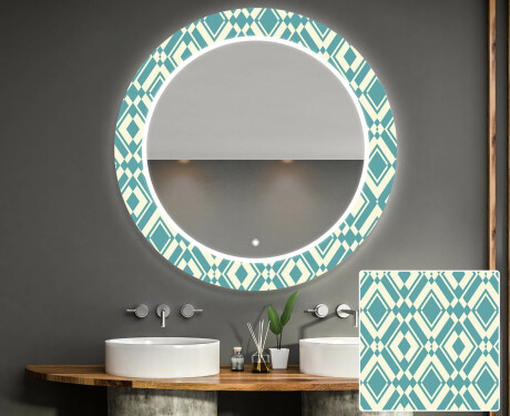 Redondo espejo baño decorativos con luz LED - abstract seamless #1
