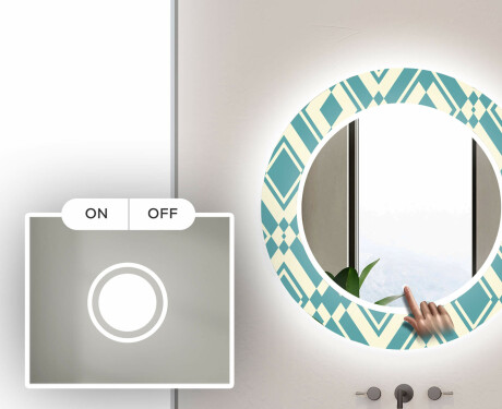 Redondo espejo baño decorativos con luz LED - abstract seamless #4