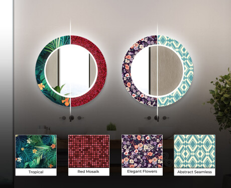 Redondo espejo baño decorativos con luz LED - abstract seamless #6