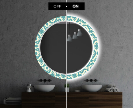 Redondo espejo baño decorativos con luz LED - abstract seamless #7