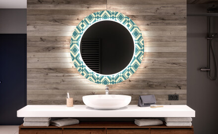 Redondo espejo baño decorativos con luz LED - abstract seamless