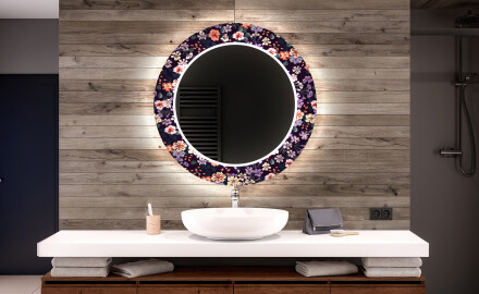 Artforma - Espejo baño decorativos con luz LED - elegant flowers