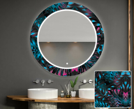 Espejo redondo de baño con luz decorativos pared - fluo tropic