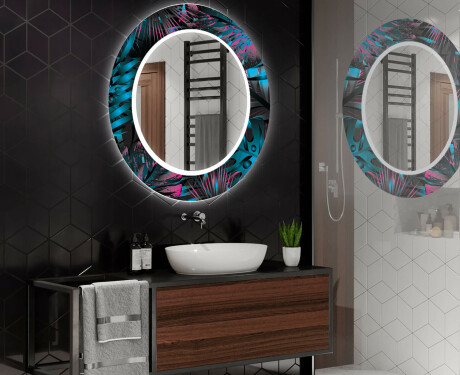 Espejo redondo decorativo con iluminación LED para el cuarto de baño - fluo tropic #2