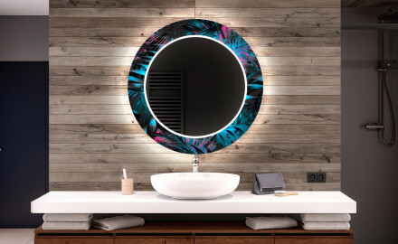 Espejo redondo de baño con luz decorativos pared - fluo tropic
