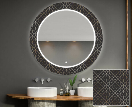 Redondo espejo baño decorativos con luz LED - golden lines