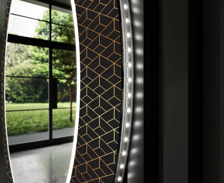 Redondo espejo baño decorativos con luz LED - golden lines #11