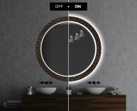 Redondo espejo baño decorativos con luz LED - golden lines #7
