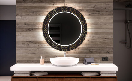 Redondo espejo baño decorativos con luz LED - golden lines