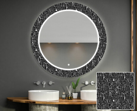Redondo espejo baño decorativos con luz LED - gothic