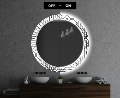 Espejo redondo de baño con luz decorativos pared - industrial #7