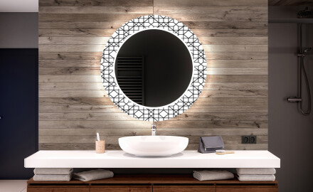 Espejo redondo de baño con luz decorativos pared - industrial