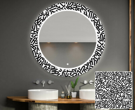 Redondo espejo baño decorativos con luz LED - letters #1