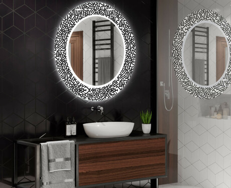 Redondo espejo baño decorativos con luz LED - letters #2