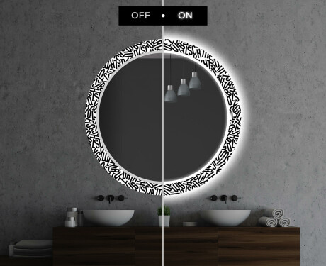 Redondo espejo baño decorativos con luz LED - letters #7