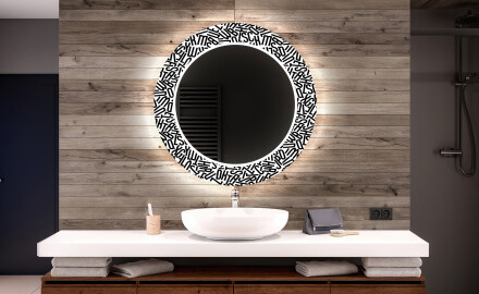 Redondo espejo baño decorativos con luz LED - letters