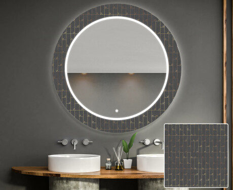 Redondo espejo baño decorativos con luz LED - microcircuit #1