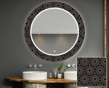 Espejo redondo de baño con luz decorativos pared - ornament