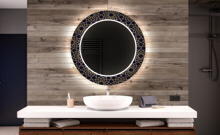 Espejo redondo de baño con luz decorativos pared - ornament