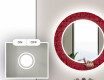 Redondo espejo baño decorativos con luz LED - red mosaic #4