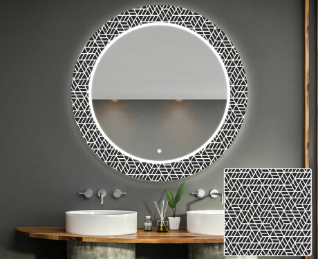 Espejo redondo de baño con luz decorativos pared - triangless