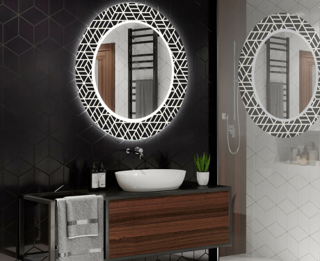Espejo redondo de baño con luz decorativos pared - triangless #2
