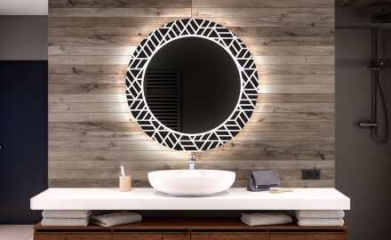 Espejo redondo de baño con luz decorativos pared - triangless