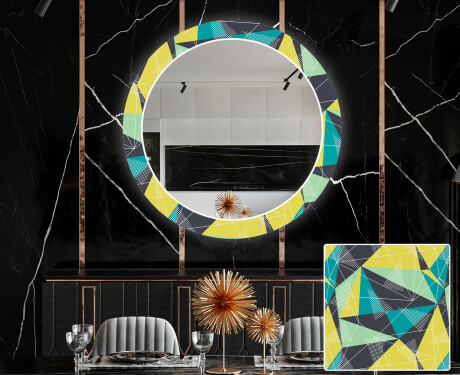 Espejo redondo decorativo pared comedor - abstract geometric #1