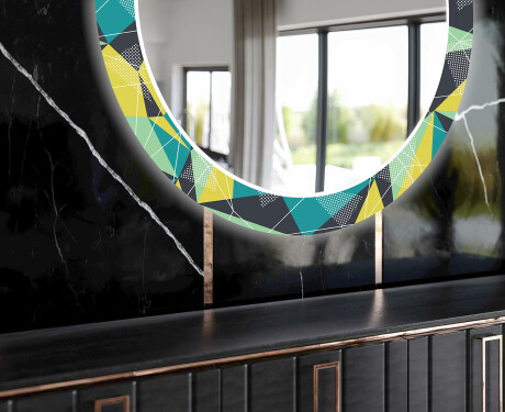 Espejo redondo decorativo pared comedor - abstract geometric #11