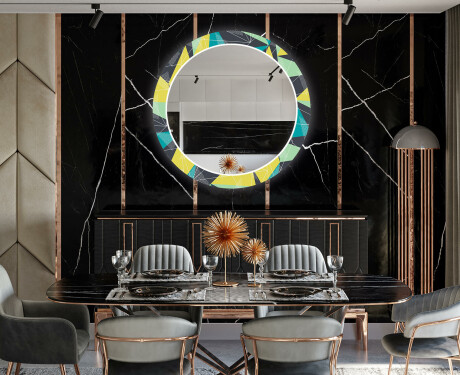 Espejo redondo decorativo pared comedor - abstract geometric #12