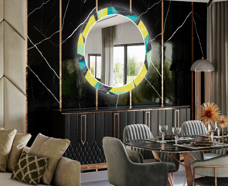 Espejo redondo decorativo pared comedor - abstract geometric #2