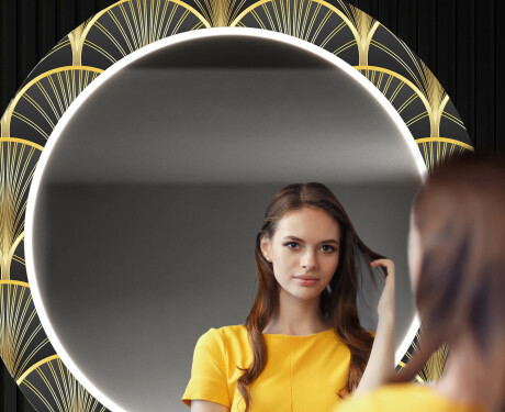 Espejo redondo decorativo con iluminación LED para el pasillo - art deco #12