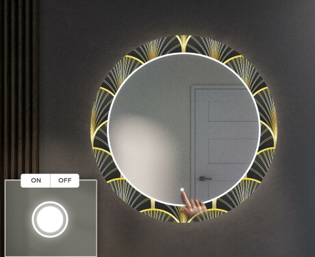 Espejo redondo decorativo con iluminación LED para el pasillo - art deco #4