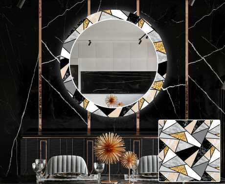 Espejo redondo decorativo pared comedor - marble pattern