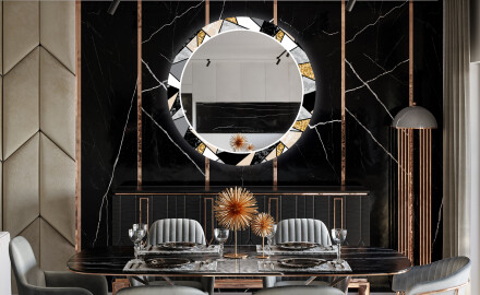Espejo redondo decorativo pared comedor - marble pattern