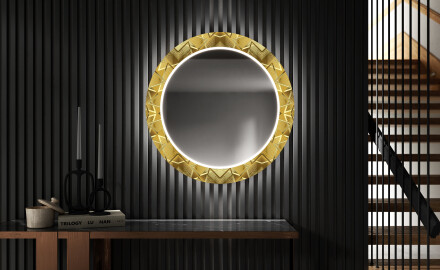 Redondo espejos decorativos grande pared con luz LED - gold triangles
