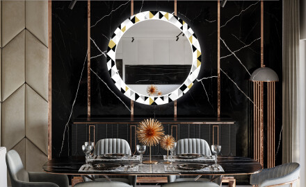 Espejo redondo decorativo pared comedor - geometric patterns
