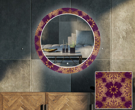 Redondo espejo con luces salon decorativos - gold mandala #1