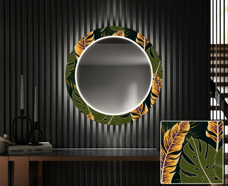 Espejos redondo decorativos grandes de pared para recibidor - botanical flowers