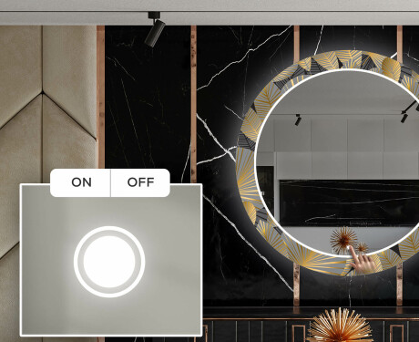 Redondo Espejo LED comedor decorativos - golden leaves #4