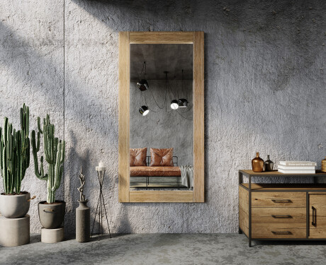 Vertical rectangular espejo con marco de madera L224 #6