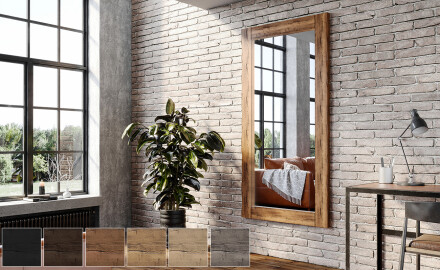 Vertical rectangular espejo con marco de madera L224