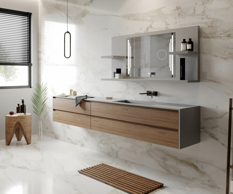 Artforma - Espejo baño con luz con estante L27