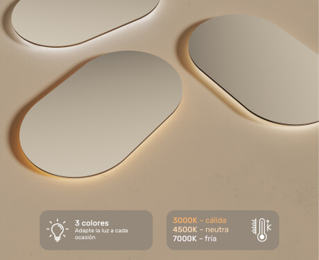 Espejo ovalado baño con luz 50x80cm con luz LED fría de 7000K, luz cálida de 3000K o luz neutra de 4500K #3