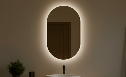 Espejo ovalado baño con luz 50x80cm con luz LED fría de 7000K, luz cálida de 3000K o luz neutra de 4500K