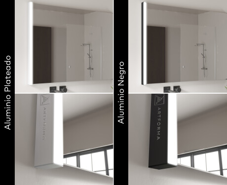 Espejo de baño con iluminación LED con estante y marco - Superlight #6
