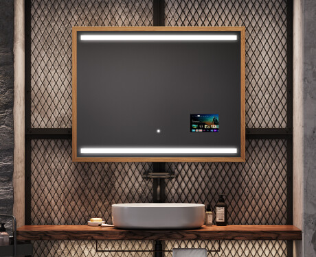 Rectangular espejo LED con marco de madera - FrameLine L09